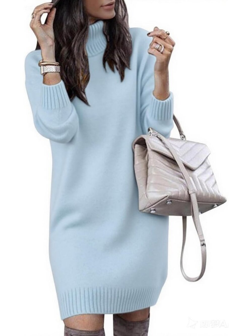 Cozy Oversized Turtleneck Sweater Dress | Long Sleeve Knit Pullover for Fall